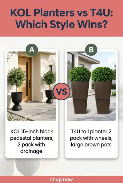 Real URL2Pin comparison pin: KOL Planters vs T4U, which style wins, two products side by side marked A and B