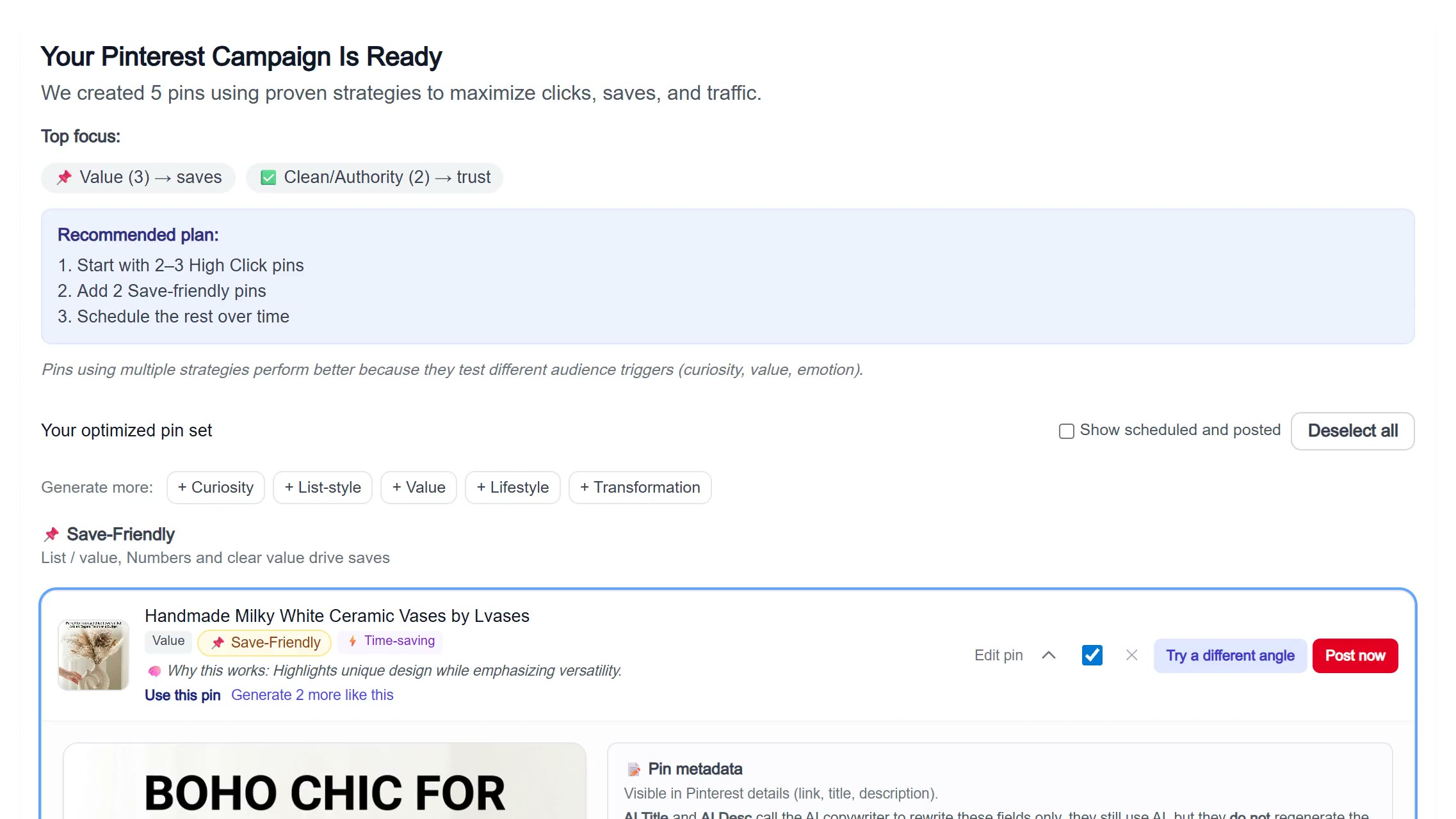 Editing and scheduling a Pinterest campaign in URL2Pin